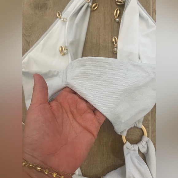 NWT BEACH BUNNY Sybil wrap one piece swimsuit in white size large - Picture 7 of 9